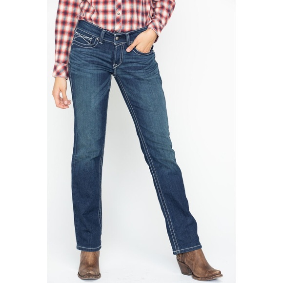 ARIAT Womens R.E.A.L Mid Rise Icon Stackable Straight Leg Skinny Jeans - Picture 2 of 11